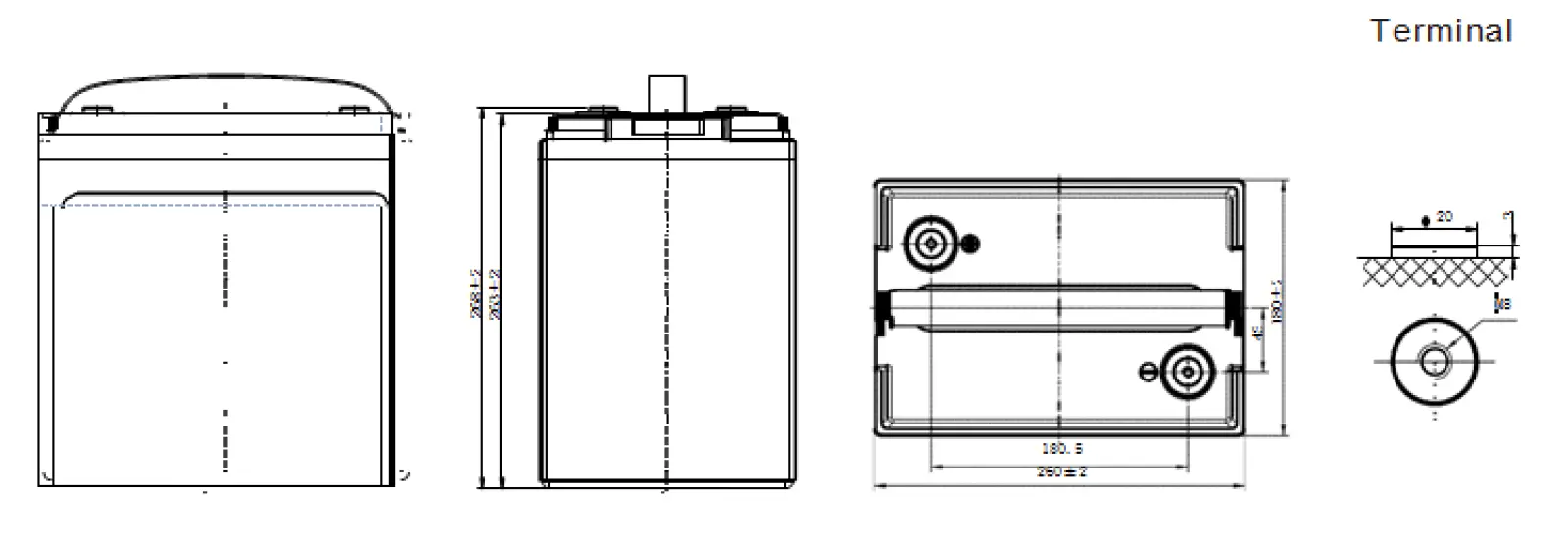 ABS6-270C Battery Dimensions